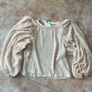 Zara nwt pinkish puffed shoulder gorgeous sheer blouse